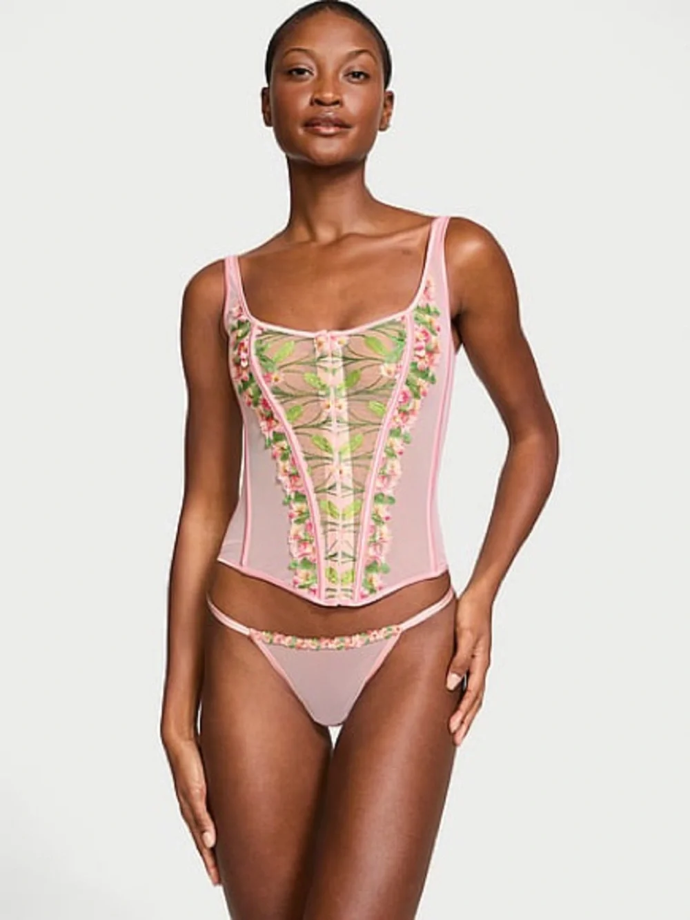 NWT Victoria’s Secret VERY SEXY Small Lily Embroidery Corset Set Size Small